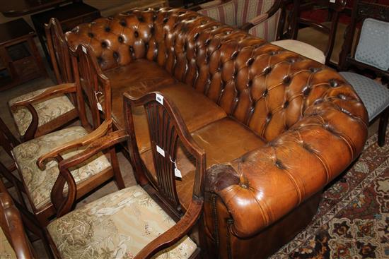 Leather button back chesterfield sofa(-)